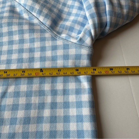 Draper James Natalie Gingham French terry sweatshirt light blue medium - Picture 4 of 6